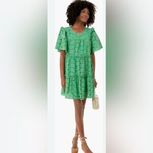 Tuckernuck Hyacinth House Dress Green Eyelet Mollie Babydoll Dress Size M